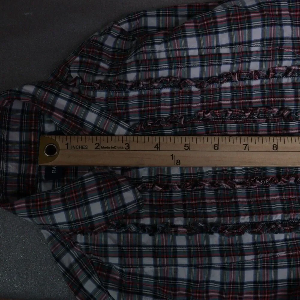 Ralph Lauren Girls‎ 7 Shirt Ruffled Placket Plaid Long Sleeve Cowgirl Western